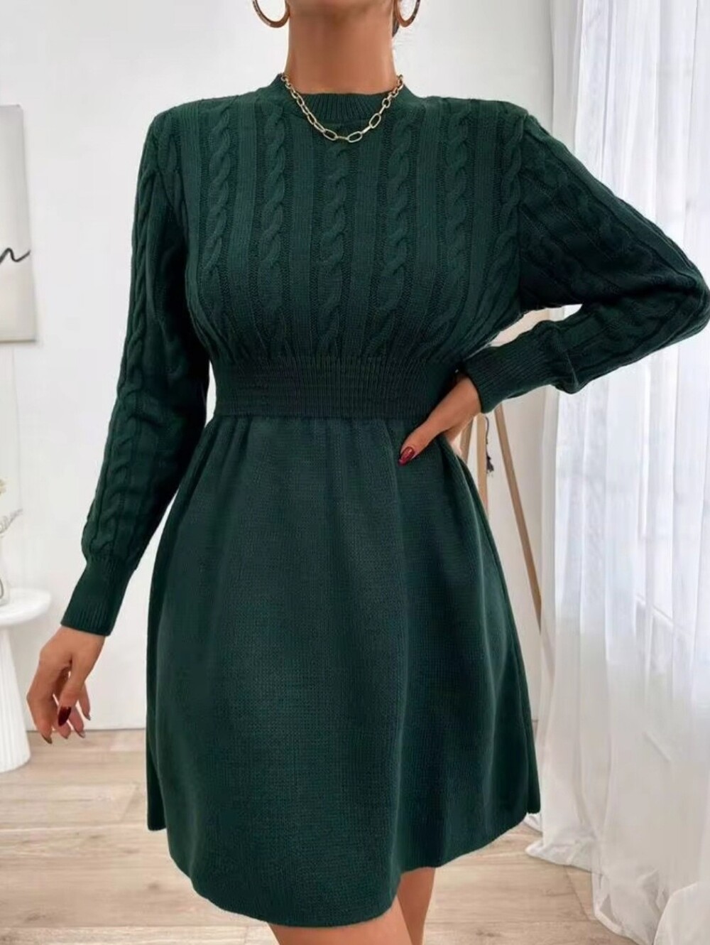 Cable Knit Sweater Dress
